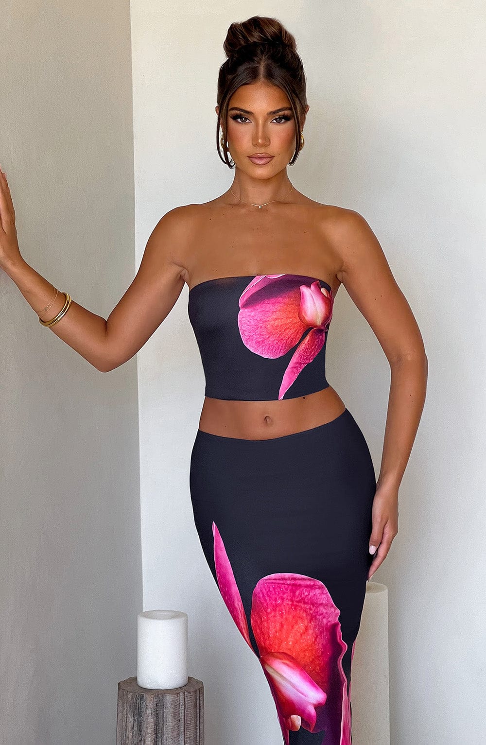 Allegra Straplez Büstiyer – Siyah Floral
